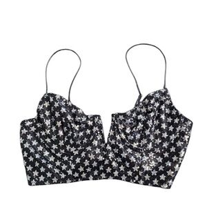 By Anthropologie Sequin Bralette, size small, black and silver